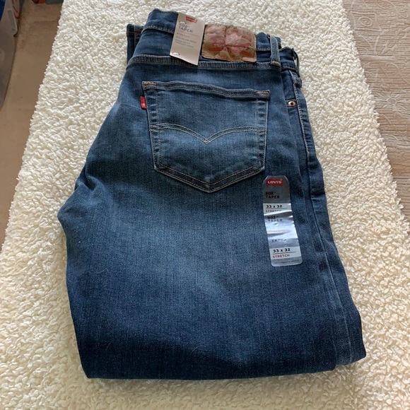 Levi 502 Taper Jeans.  33 x 32 Stretch. Dark Blue. - Picture 2 of 4